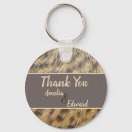 Chaveiro Casamento Obrigado Animal Print Feather Guest