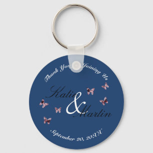 Chaveiro Casamento Obrigado Guarde Borboletas Rosa