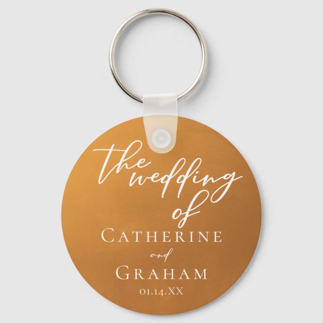 Chaveiro Casamento outono Dourado Russo Personalizado (Frente)