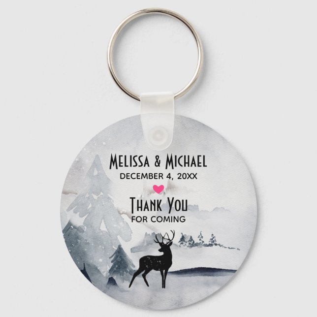 Chaveiro Casamento por Aquarela de Cinzas Russas de Reindee (Frente)