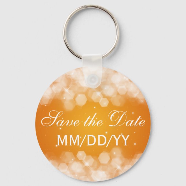 Chaveiro Casamento Salve A Partida De Data, Sparkle Orange (Frente)