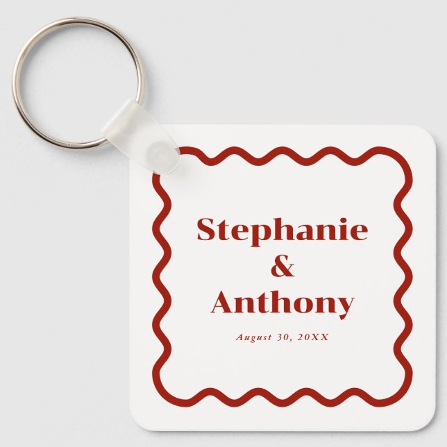 Chaveiro Casamento Vermelho Escuro de Borda Escura na Parte (Frente)