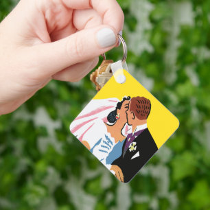 Chaveiro Casamento vintage, noiva e noiva, recém-casados be