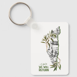 Chaveiro Casas dentro do mapa, abraçadas por ramos de olive