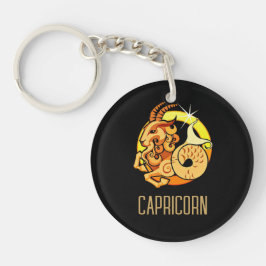 Chaveiro Castanho e ouro, Capricórnio zodiano, preto