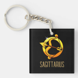 Chaveiro Castanho e ouro Sagittarius, sinal de zodíaco pret