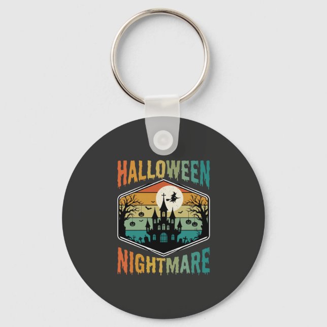 Chaveiro Castelo Assombrado Pesadelo de Halloween Vetor Ret (Frente)