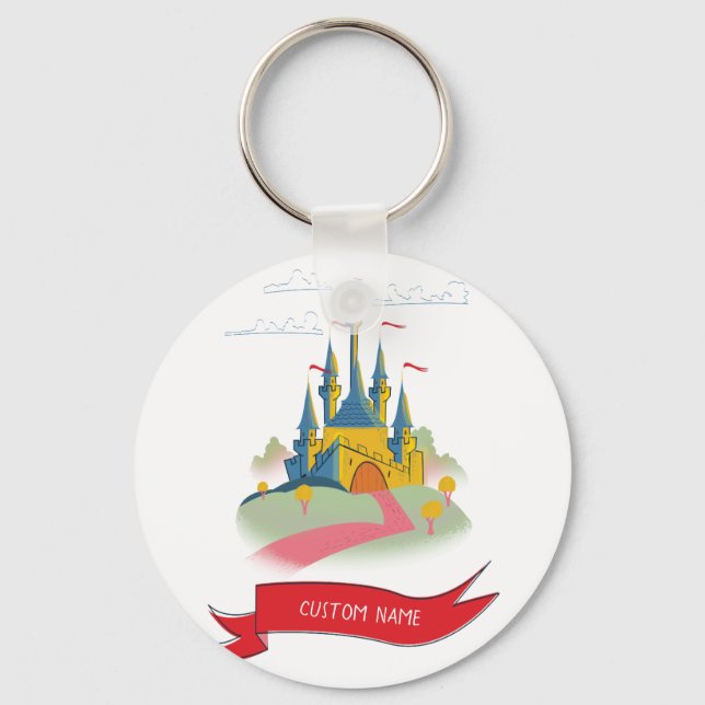 Chaveiro Castelo de Fantasia com Texto Personalizado (Frente)