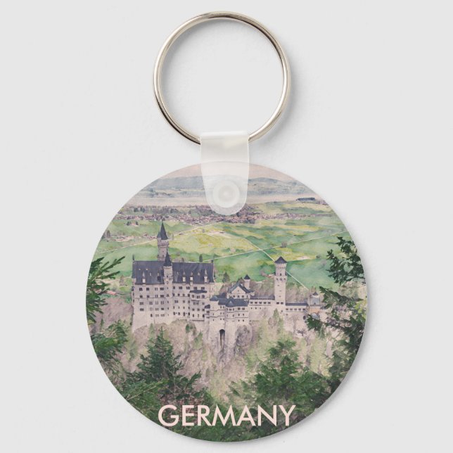 Chaveiro Castelo de Retro Neuschwanstein na Alemanha (Frente)
