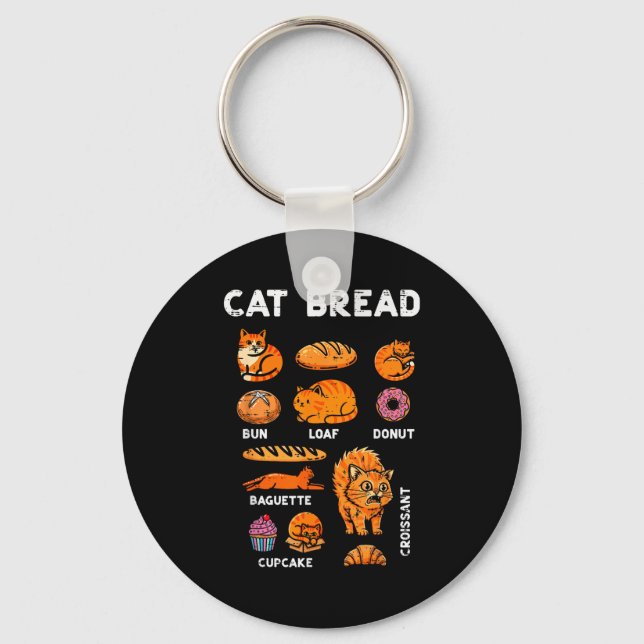 Chaveiro Cat Bread Bun Loaf Cute Kitten Kitty Food Pun Wome (Frente)