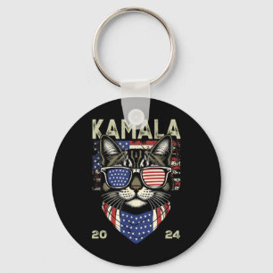Chaveiro Cat Lady Kamala-harris 2024 - Gato de Bandeira Ame