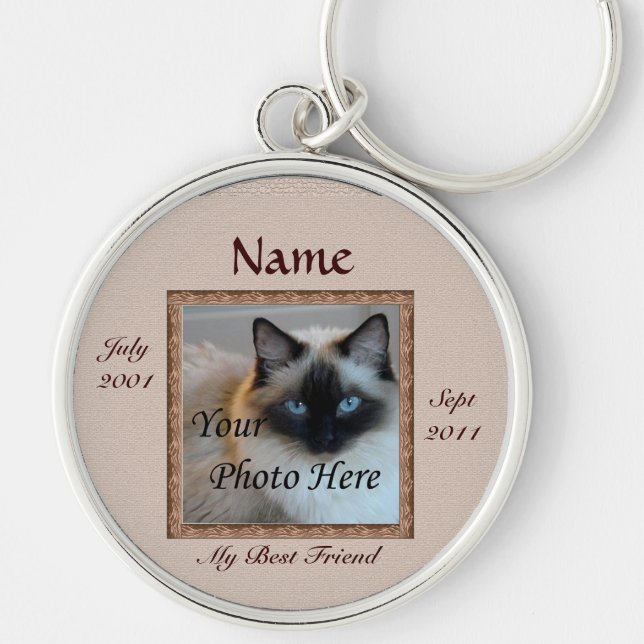 Chaveiro Cat Memorial Brown Tones Foto Personalizada Pet Pe (Frente)