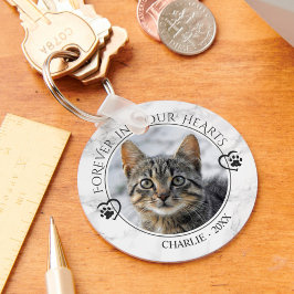 Chaveiro Cat Memorial Forever em Nosso Coração Foto Marble