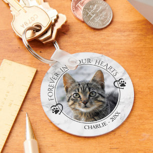 Chaveiro Cat Memorial Forever em Nosso Coração Foto Marble