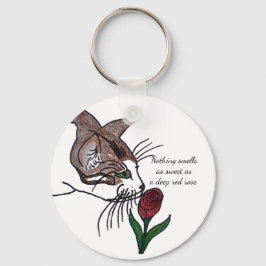 Chaveiro Cat - Nada cheira tão doce quanto uma Rosa vermelh