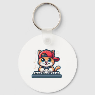 Chaveiro Cat Playing Piano Design para Música e Gatos