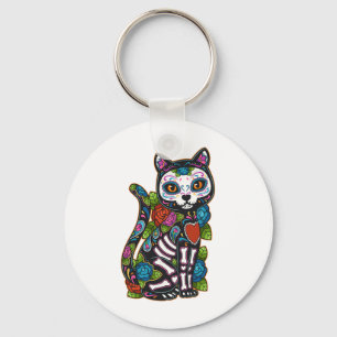 Chaveiro Cat Sugar Skull México Calavera Dia De Los Muertos