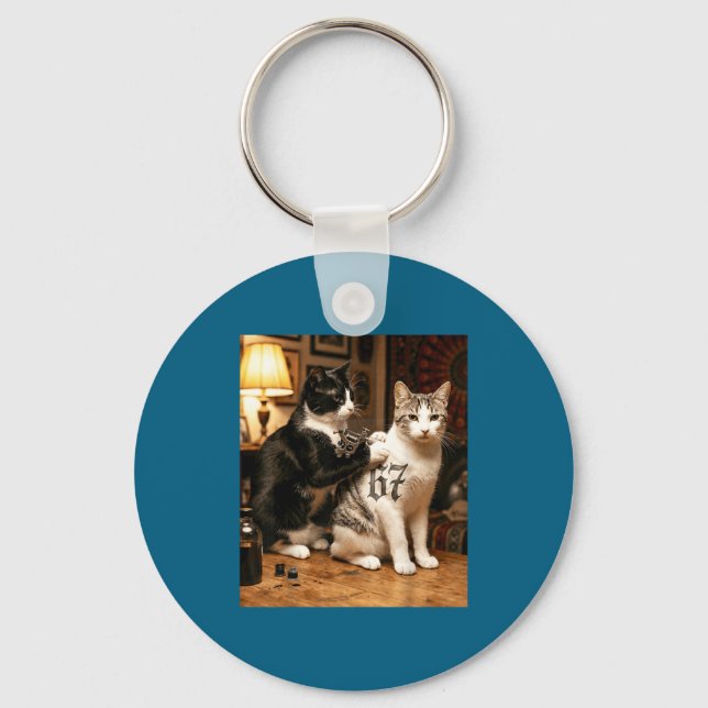 Chaveiro Cat Tattoo Artist 67 Six Seven Seis Siete Brain Ro (Frente)