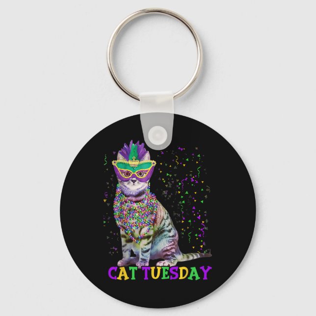 Chaveiro Cat Terça-feira Engraçado Mardi Gras 2025 Nova Orl (Frente)