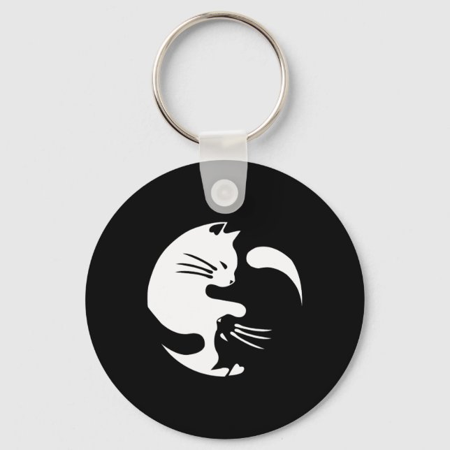 Chaveiro Cat Yin Yang Peace Loving Interconnected Gift Idea (Frente)