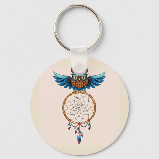 Chaveiro Catador de Sonho de abstrato Owl (Frente)