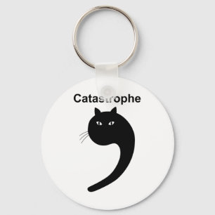 Chaveiro Catástrofe de Vírgula Negra Gato Engraçado Dizendo