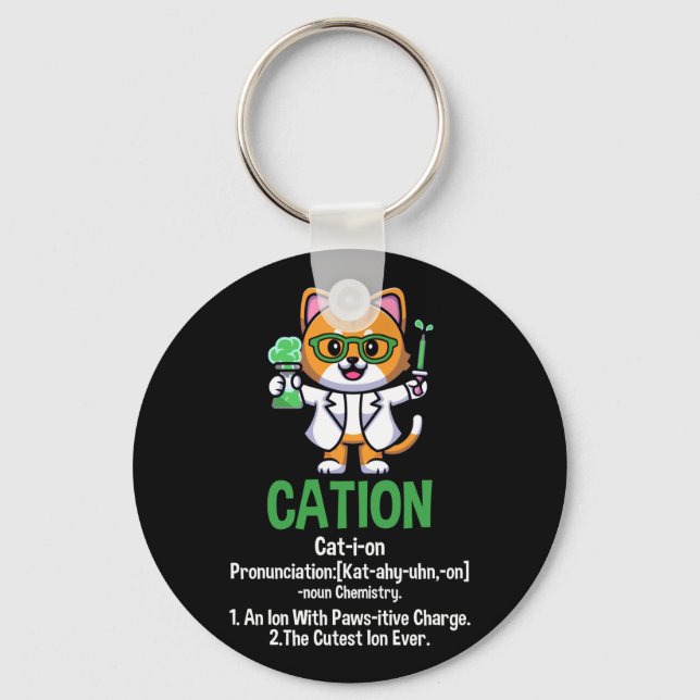 Chaveiro Cation Cute Science Pawsitive Element Chemistry (Frente)