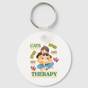 Chaveiro Cats Are My Therapy – Cute Cat Lover Design 