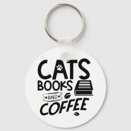 Chaveiro Cats Books Typografia Café Bookworm Dizendo