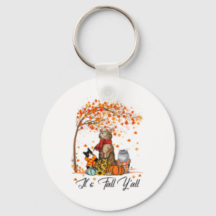 Chaveiro Cat's Fall Y'all Pumpkins Autumn Halloween Cat