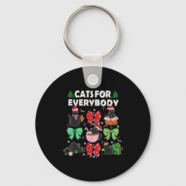 Chaveiro Cats For Everybody Christmas Cat Funny Xmas Women  (Frente)
