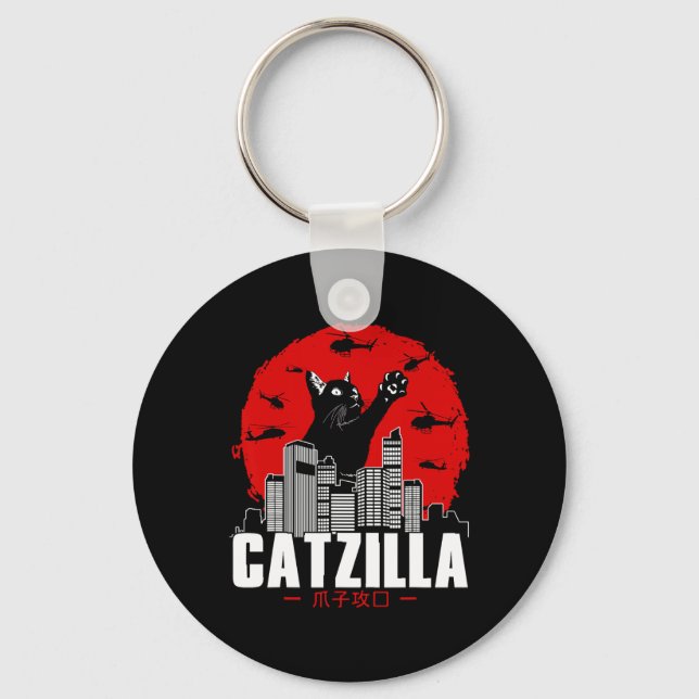 Chaveiro Catzilla Coisas Fofas de Gato Para Amantes de Gato (Frente)