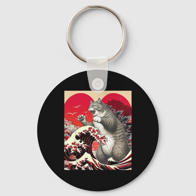 Chaveiro Catzilla Gato Valentine Arte Japonês Presente Dive (Frente)