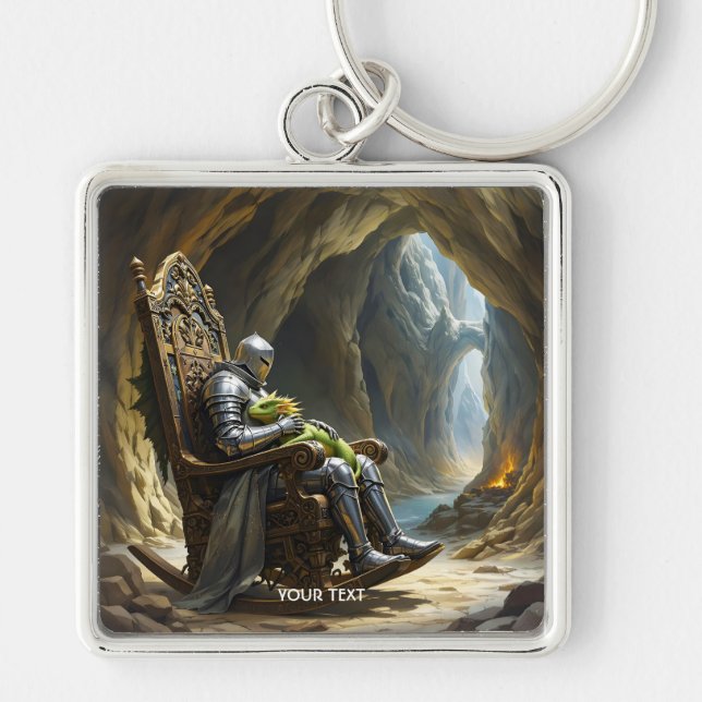 Chaveiro Cavaleiro de Dragão de Caverna Fantasia Fofo (Frente)