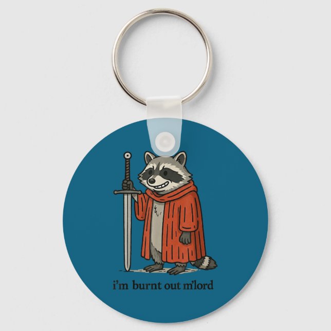 Chaveiro Cavaleiro Guaxinim Medieval Engraçado Estou Exaust (Frente)