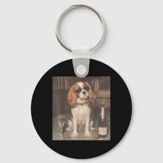 Chaveiro Cavalier King Charles Bebendo Champanhe Engraçado