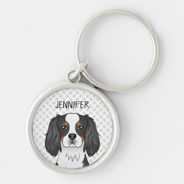 Chaveiro Cavalier King Charles Spaniel de três cores cachor (Frente)