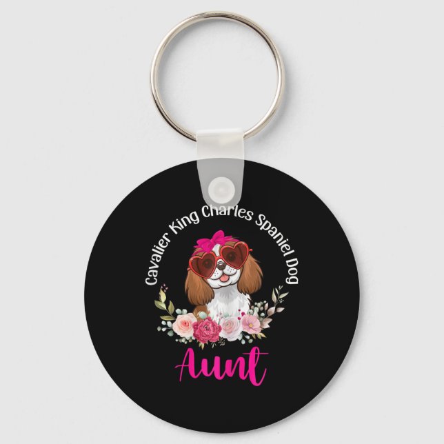 Chaveiro Cavalier King Charles Spaniel Dog Aunt Floral Vale (Frente)