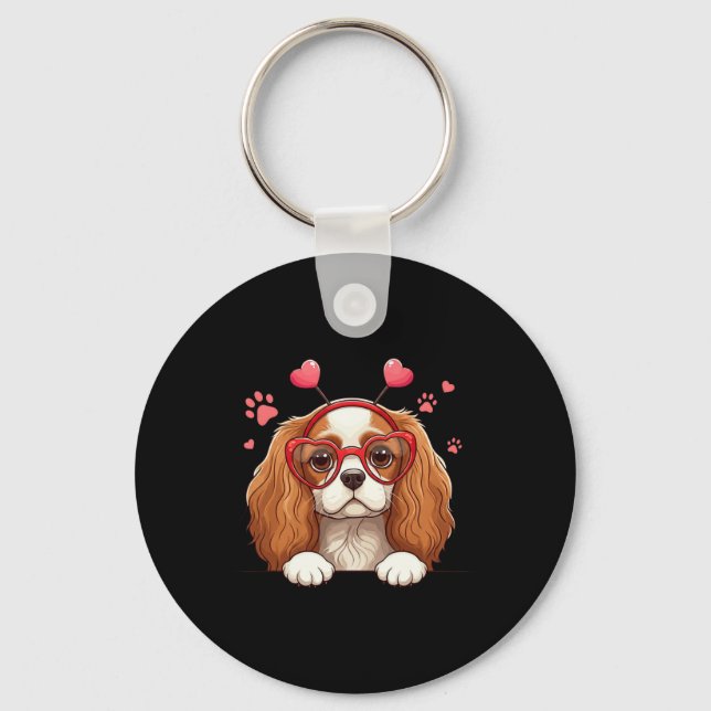 Chaveiro Cavalier King Charles Spaniel Engraçado Coração Ca (Frente)