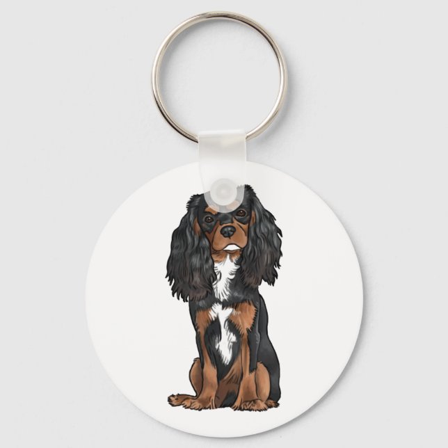 Chaveiro Cavalier King Charles Spaniel - Negro e Tan (Frente)