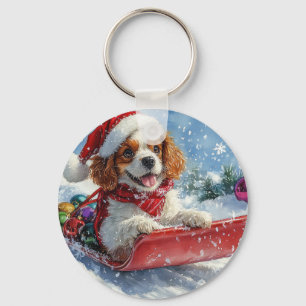 Chaveiro Cavalier King Charles Spaniel Trenó de Natal