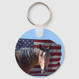 Chaveiro Cavalo americano e bandeira de um quarto -