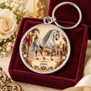 Chaveiro Cavalo Andaluz Espanhol Elegante Personalizado