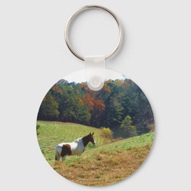 Chaveiro Cavalo branco e castanho, lagoa de outono (Frente)