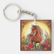 Cavalo de Aquarelas e Flores Selvagens