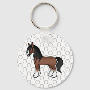 Chaveiro Cavalo de Cartoon Castanho Vanner Clydesdale Shire