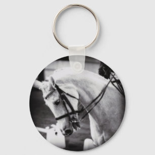 Chaveiro Cavalo de Dresagem Preto e Branco