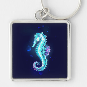Chaveiro Cavalo de Gelo Cristal em Fundo Azul