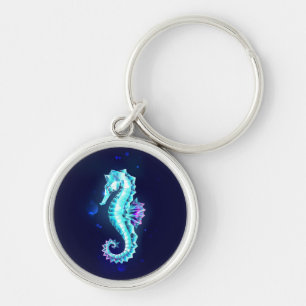 Chaveiro Cavalo de Gelo Cristal em Fundo Azul