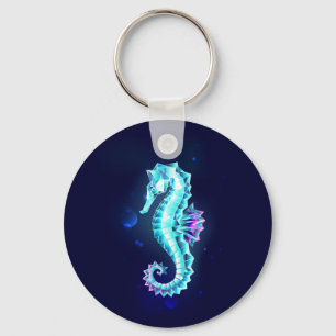Chaveiro Cavalo de Gelo Cristal em Fundo Azul